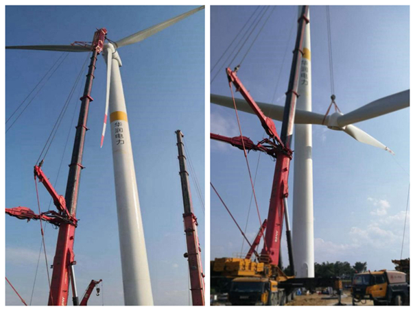 華潤河南唐河風(fēng)電主體工程順利完成首臺風(fēng)機吊裝