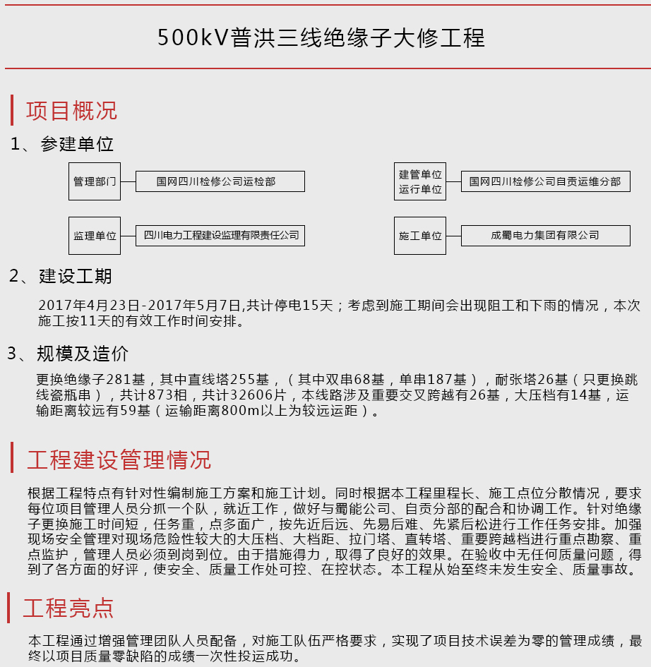 500kV普洪三線絕緣子大修工程