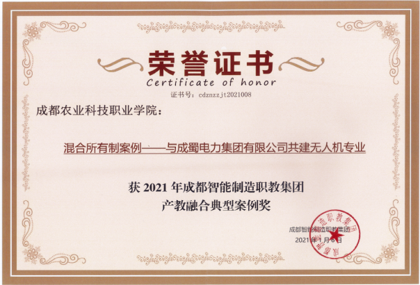 成蜀電力集團產(chǎn)教融合項目榮獲2021年成都智能制造職教集團典型案例獎